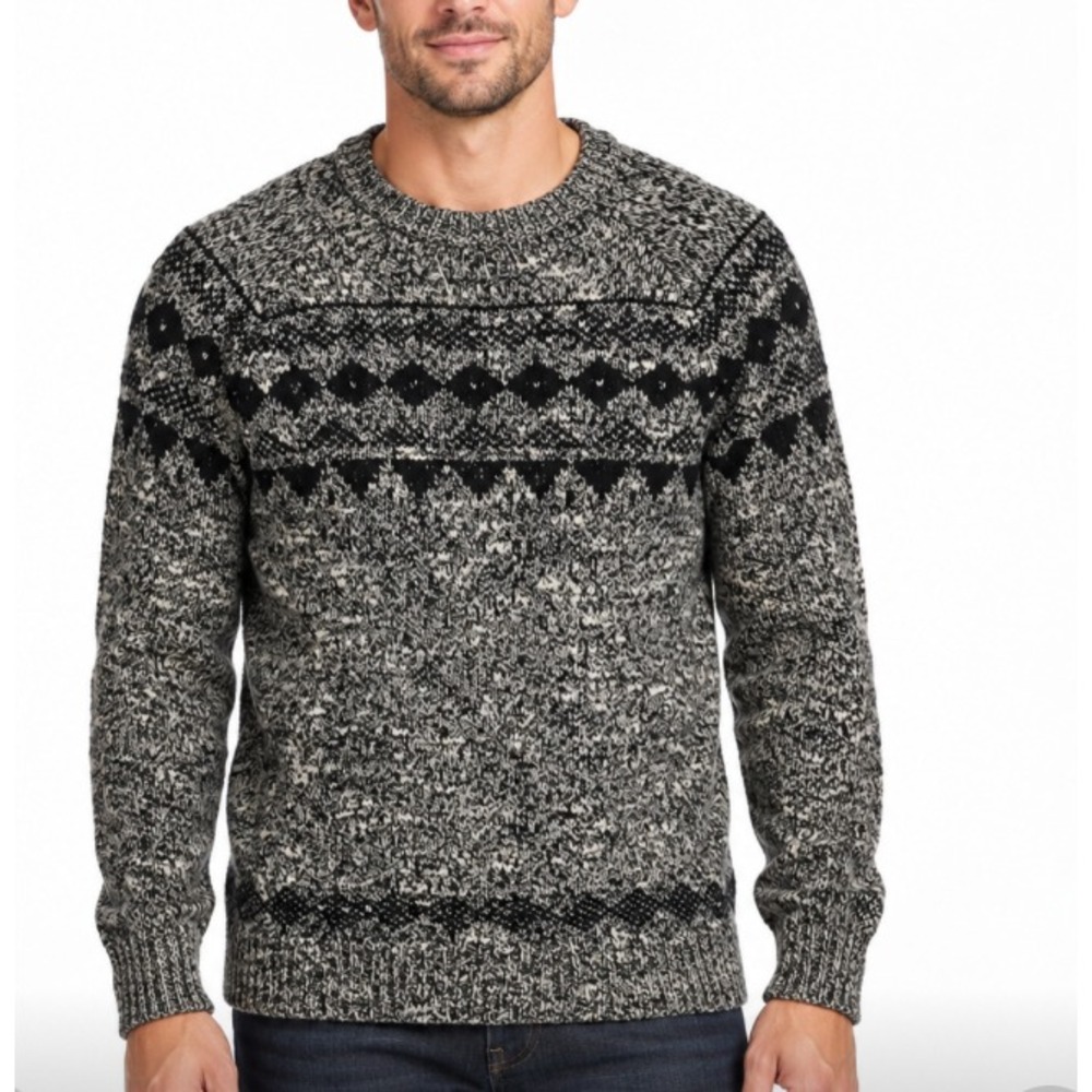 J. Crew Mens Wool Blend Pullover Sweater Sz Medium Black/White Marble New U